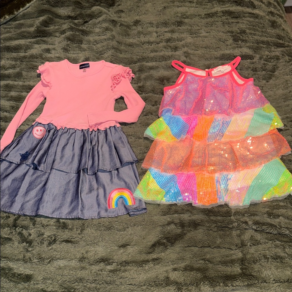 Pink and Denim Dress with Rainbow Patch